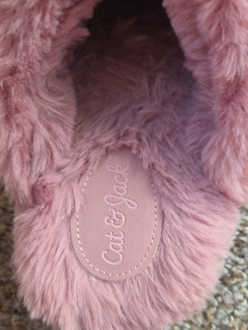 Cat & Jack Pink Plush Faux-Fur Slide Slippers